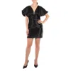 Rotate Birger Christensen Puff-sleeved Satin Mini Dress In Black