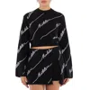 Rotate Birger Christensen Ladies Black Logo-embellished Cropped Jumper In Black
