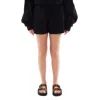 Rotate Birger Christensen Rotate Ladies Black Logo-print Elastic-waist Shorts In Black