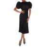 Rotate Birger Christensen Ladies Black Puff Sleeve Midi Dress In Black