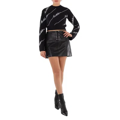 Rotate Birger Christensen Ladies Black Textured Lace-up Miniskirt