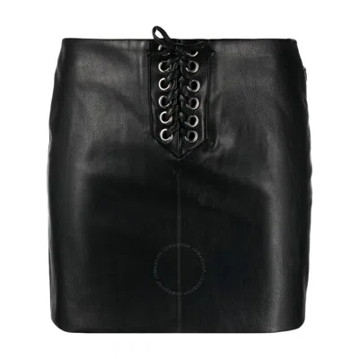 Rotate Birger Christensen Lace-up Faux Leather Mini Skirt In Black