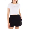Rotate Birger Christensen Ladies Bright White Logo Applique Cropped T-shirt In White
