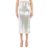Rotate Birger Christensen Ladies Bright White Sequined Midi Pencil Skirt In White