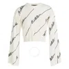 Rotate Birger Christensen Cropped Sequin-embellished Cotton-blend Sweater In Beige