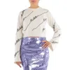 Rotate Birger Christensen Cropped Sequin-embellished Cotton-blend Sweater In Neutral
