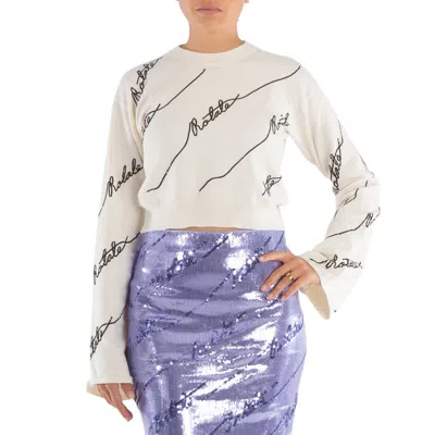 ROTATE BIRGER CHRISTENSEN LADIES CANNOLI CREAM SEQUIN LOGO SWEATER