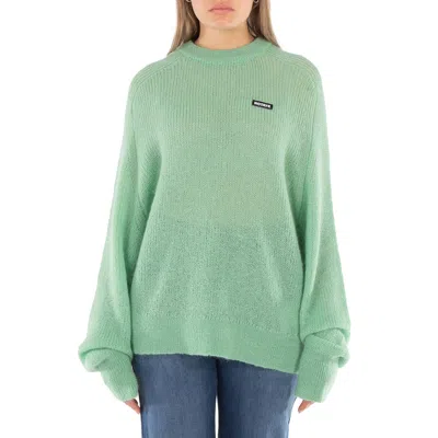 Rotate Birger Christensen Ladies Grayed Jade Light Knit Logo Sweater In Green