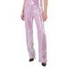 Rotate Birger Christensen Robyana Sequined Recycled-jersey Straight-leg Pants In Purple