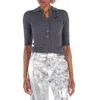 Rotate Birger Christensen Ladies Magnet Sequin Knit Polo Shirt In Gray