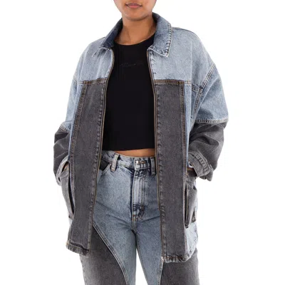 Rotate Birger Christensen Ladies Medium Blue Denim Oversized Patchwork Jacket