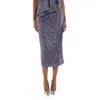 Rotate Birger Christensen Ladies Vibrant Floral Outline Midi Pencil Skirt In Silver
