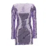 Rotate Birger Christensen Sequin Mini Dress Long Sleeves In Purple