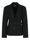 Rotate Birger Christensen Black Single-breasted Jacket With Belt In Black