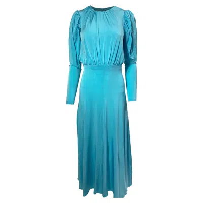 Rotate Birger Christensen Laura Midi Dress In Blue Rayon