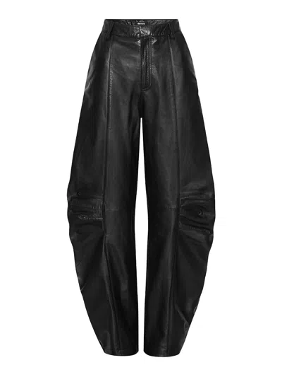Rotate Birger Christensen Leather Cargo Trousers In Black