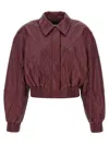 Rotate Birger Christensen Collared Panel Detailing Bomber Jacket In Burgundy