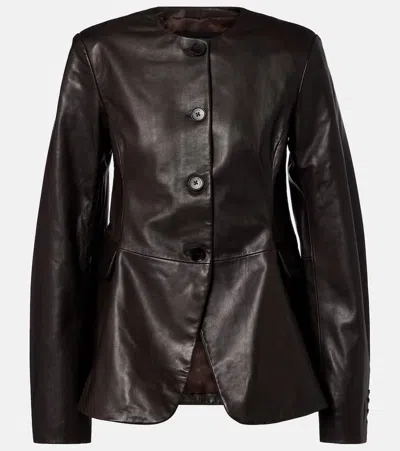 Rotate Birger Christensen Leather Jacket In Brown