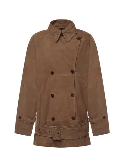 Rotate Birger Christensen Leather Jacket In Brown