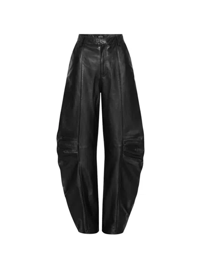 Rotate Birger Christensen High-waisted Black Lamb Leather Cargo Pants