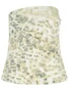 Rotate Birger Christensen Cotton Top With Denim Animal Print In Multicolor