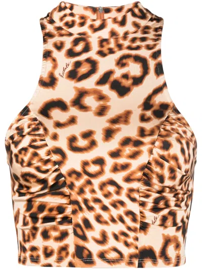ROTATE BIRGER CHRISTENSEN LEOPARD-PATTERN CROP TOP