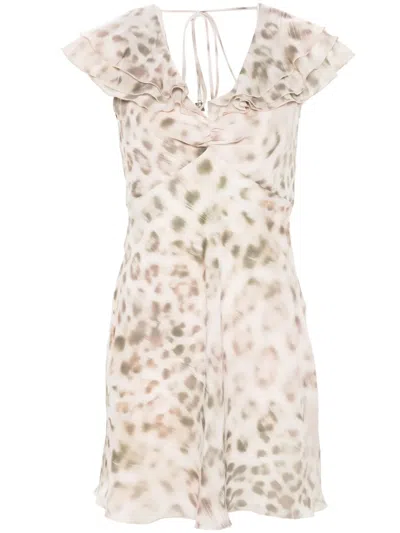 Rotate Birger Christensen Leopard-print Mini Dress In Neutrals