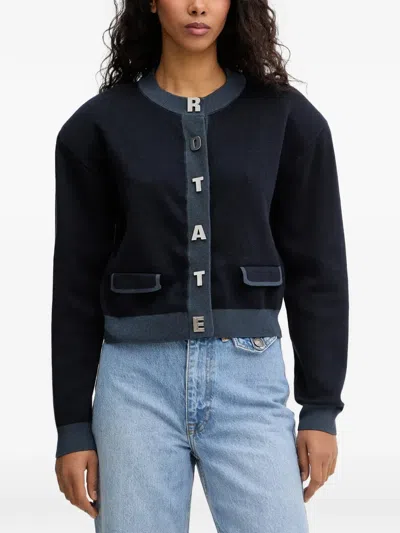 Rotate Birger Christensen Letter-embellishment Cardigan In Blue
