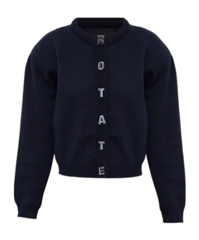 Rotate Birger Christensen Letter Firm Knit Cardigan In Blue