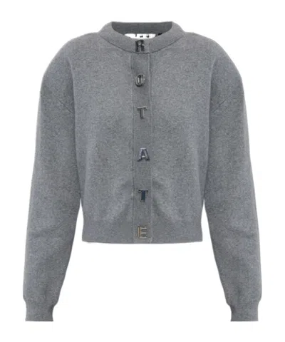 Rotate Birger Christensen Letter Firm Knit Cardigan In Gray