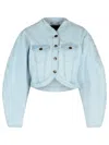 Rotate Birger Christensen Cropped Round Sleeve Jacket In Blue