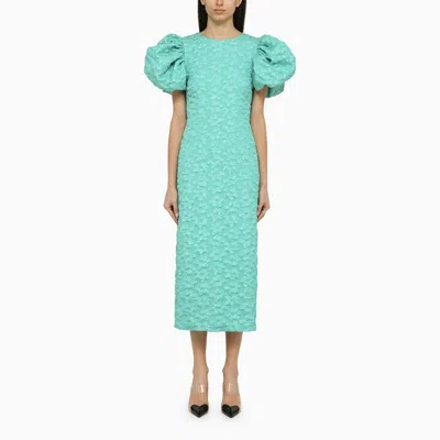 ROTATE BIRGER CHRISTENSEN LIGHT BLUE JACQUARD MIDI DRESS