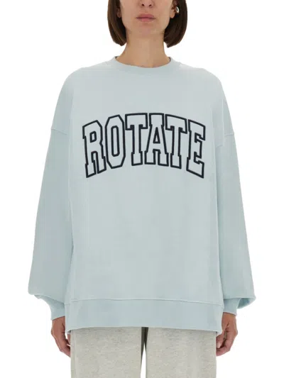 Rotate Birger Christensen Light Blue Logo Crew Neck Sweatshirt