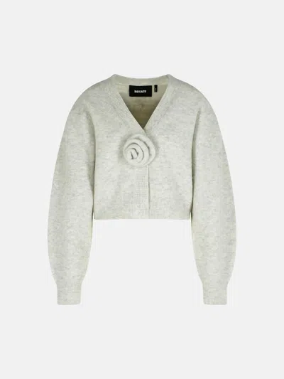 Rotate Birger Christensen Light Grey Alpaca Blend Cardigan In Gray