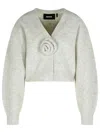 Rotate Birger Christensen Cropped Alpaca And Wool Cardigan With V-neck In Green