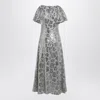 Rotate Birger Christensen 旋转birger Christensen Light Grey Chiffon Midi连衣裙与亮片