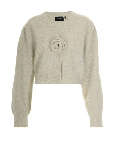 ROTATE BIRGER CHRISTENSEN LIGHT GREY KNIT CARDIGAN