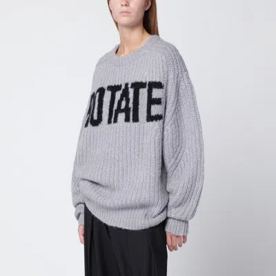 ROTATE BIRGER CHRISTENSEN ROTATE BIRGER CHRISTENSEN LIGHT GREY OVERSIZED SWEATER WITH LOGO