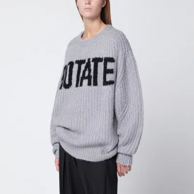 Rotate Birger Christensen Light Grey Oversized Sweater With Logo In Gray