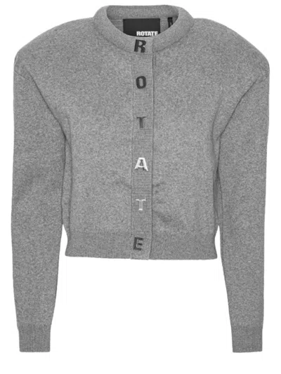 Rotate Birger Christensen Light Knit Logo Sweater In Gray