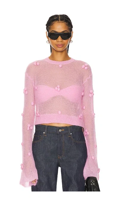 Rotate Birger Christensen Light Knit Sweater In Pink