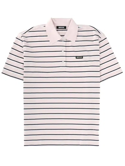 Rotate Birger Christensen Light Pink Stripes Shirt Collar Polo