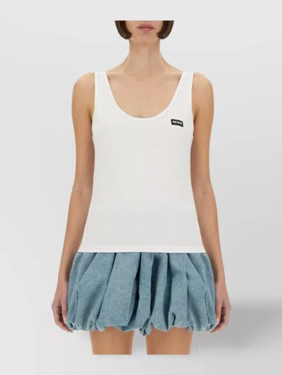 Rotate Birger Christensen Lightweight Cotton Sleeveless Scoop Neck Stretch Top
