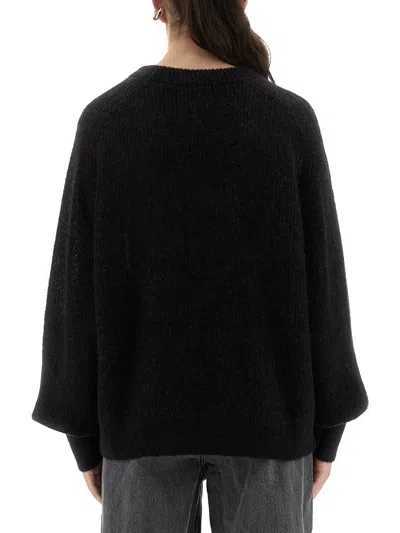 Rotate Birger Christensen Lightweight Logo Jersey Sweater In Black