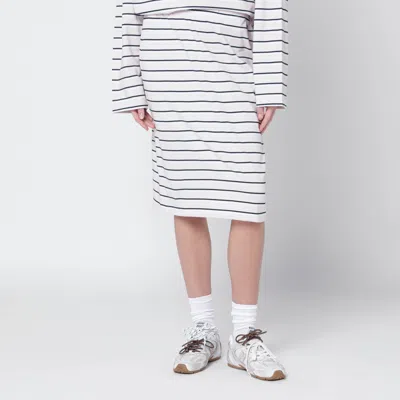 Rotate Birger Christensen Lilac Striped Pencil Skirt In White