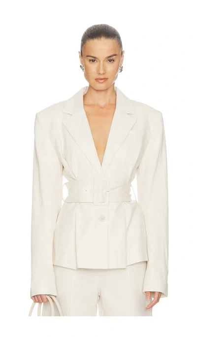 Rotate Birger Christensen Linen Suiting Blazer In White