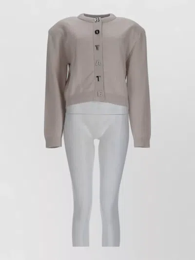 Rotate Birger Christensen Logo Cardigan Long Sleeves Ribbed Trims In Multi