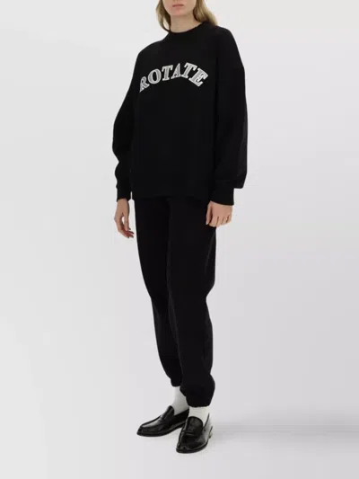 Rotate Birger Christensen Logo Crew Neck Sweatshirt In Black