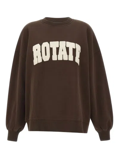 Rotate Birger Christensen Logo Crewneck Sweatshirt In Brown