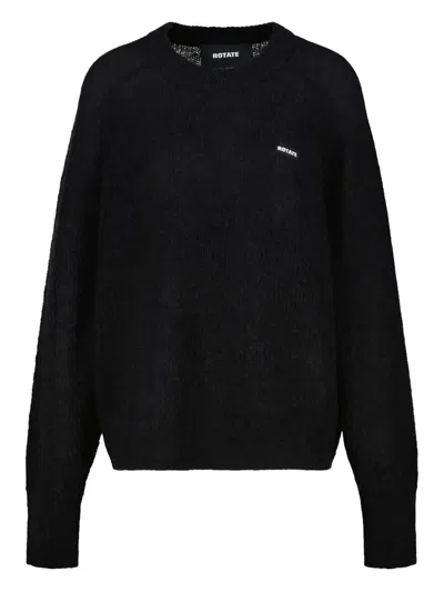 Rotate Birger Christensen Logo-detail Crew-neck Sweater In Black